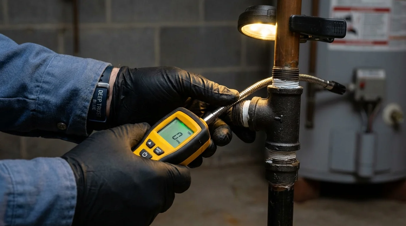 Gas leak detection with electronic sniffer by Johns Plumbing LLC in Canadian