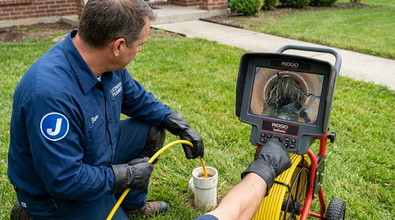 Sewer camera inspection being performed by Johns Plumbing LLC in Canadian