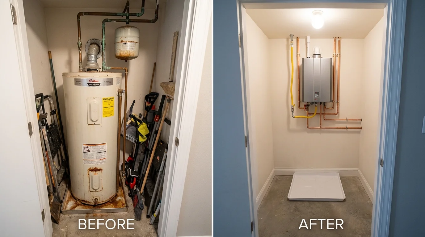 Tank water heater versus wall-mounted tankless unit comparison for Canadian, TX homeowners